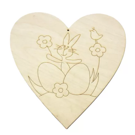 Fa nyuszi a szívben kifestő 20cm