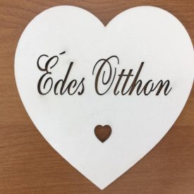 Fa "Édes Otthon" szív fehér 10cm