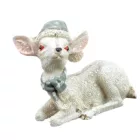 Kerámia glitteres fekvő őzike fehér 4,2cm x 2cm x 3,6cm