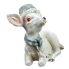 Kerámia glitteres fekvő őzike fehér 4,2cm x 2cm x 3,6cm
