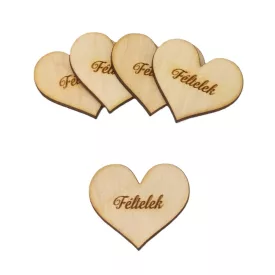 Fa szív "Féltelek" 4cm 5db/csomag