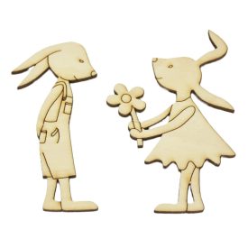Fa figura nyuszilány & nyuszifiú 10cm