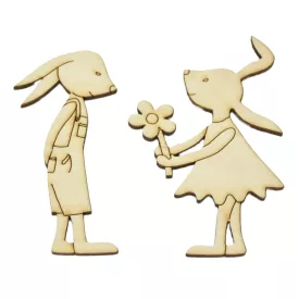 Fa figura nyuszilány & nyuszifiú 10cm