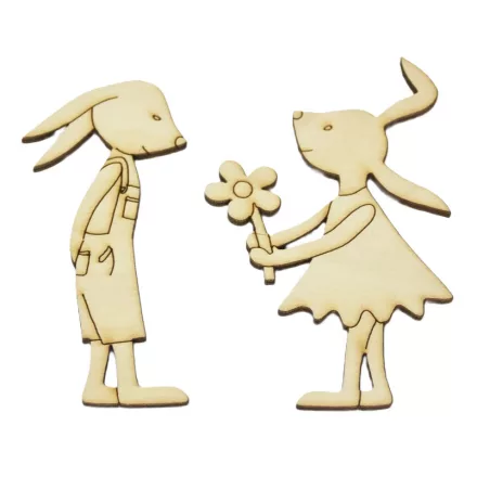 Fa figura nyuszilány & nyuszifiú 10cm