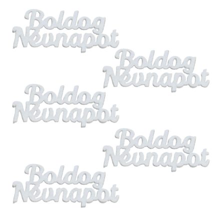 "Boldog Névnapot" felirat fehér 2,3x5,3cm 5db/csomag