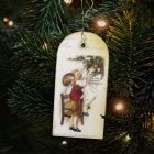 Nyomtatott fa tábla - Vintage karácsony - gyerekek 10cm x 5cm