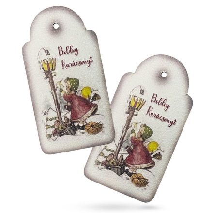 Nyomtatott fa tábla - Vintage karácsony - postaláda 9,4cm x 5cm 2db/csomag