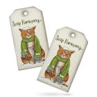 Nyomtatott fa tábla - Szép karácsony... cicával 9cm x 5cm