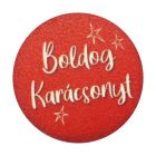 Nyomtatott fa tábla - Boldog Karácsonyt 5cm piros