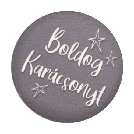 Nyomtatott fa tábla - Boldog Karácsonyt 5cm szürke-fehér 3db/csomag