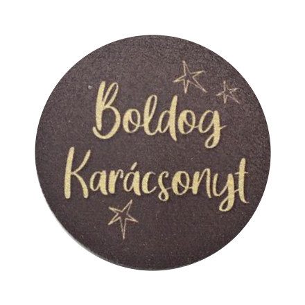 Nyomtatott fa tábla - Boldog Karácsonyt 5cm barna-krém 3db/csomag