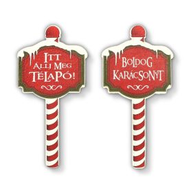   Nyomtatott fa tábla - karácsonyi megállítótáblák 12cm x 6cm 2 darabos szett