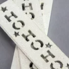 Fa biléta "Hohoho" fehér csillámos 8cm x 2cm