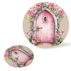   Nyomtatott fa tábla koszorú közép - Tündérajtó rózsaszín 14,8