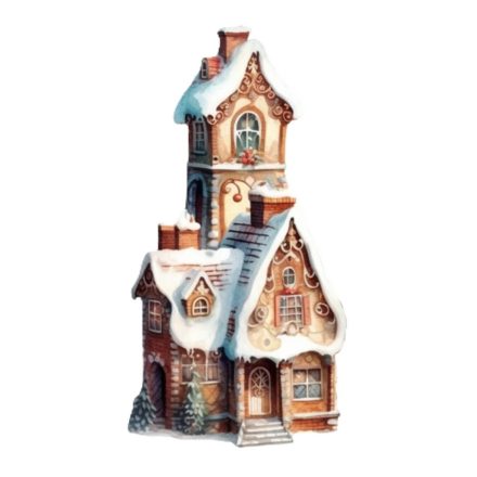 Nyomtatott dekorkarton - Mézeskalács magas ház 9x17cm