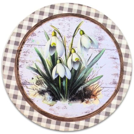 Nyomtatott dekorkarton - Hóvirágok retró koszorúközép 14,8cm