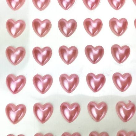 Öntapadó szív alakú barack színű félgyöngy 1 cm 77 db/levél