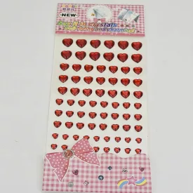   Öntapadó strassz piros szív mix 0,5cm - 1,1 cm 84 db/levél