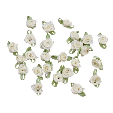 Szatén rózsafej 2cm krém 25db/csomag