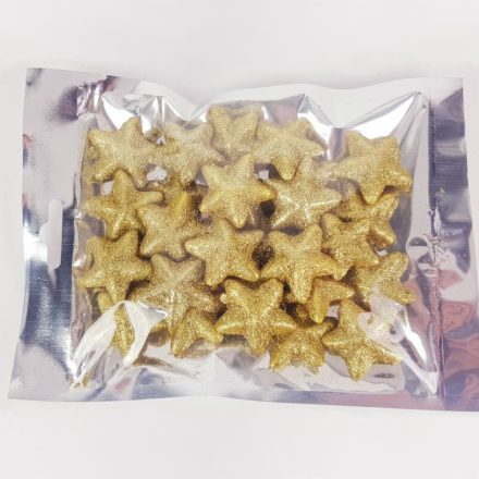 Polisztirol csillag 3,5cm csillámos arany | Csomag ár!
