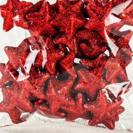 Polisztirol csillag 3,5cm csillámos piros