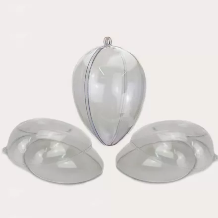 Szétválasztható átlátszó műanyag tojás 13cm