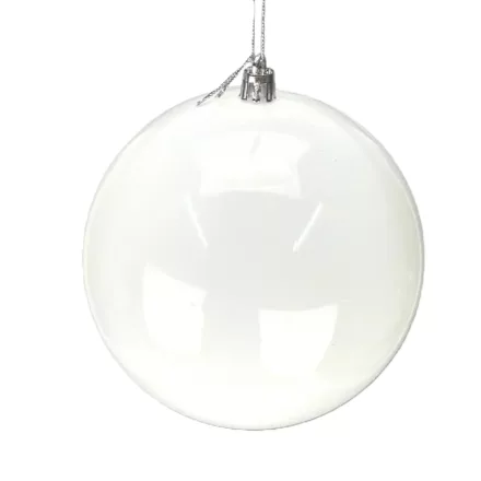 Fehér műanyag díszíthető gömb 12cm