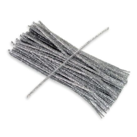 Csillámos zsenília drót - ezüst 100db/cs