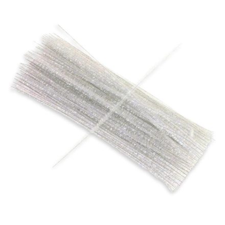 Csillámos zsenília drót - fehér 100db/cs