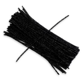 Csillámos zsenília drót - fekete 100db/cs Csillámos zsenília drót - fekete 100db/cs