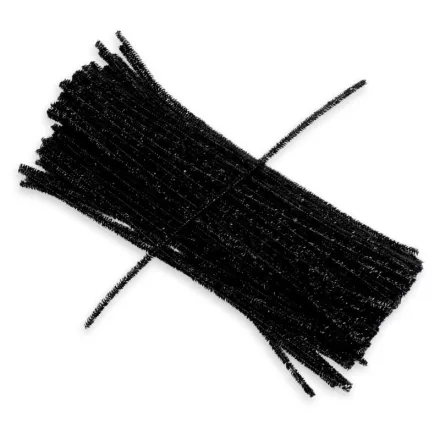 Csillámos zsenília drót - fekete 100db/cs