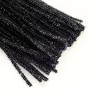 Csillámos zsenília drót - fekete 100db/cs