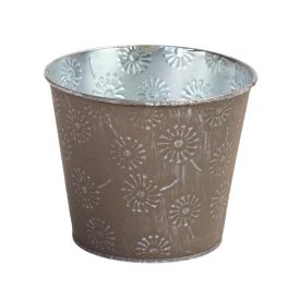 Bádog kaspó nyomott mintás - homok 13x11cm