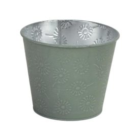 Bádog kaspó nyomott mintás - oliva 13x11cm