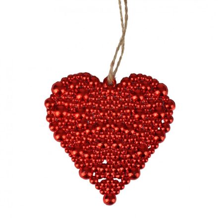 Piros szív gyöngyökből 8cm x 8cm