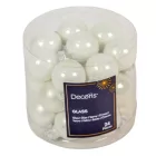 Üveggömb akasztós téli fehér 2,5cm 24db-os