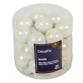 Üveggömb akasztós téli fehér 2,5cm 24db-os