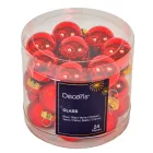 Üveg gömb akasztós piros 2,5cm 24db-os