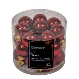 Üveg gömb akasztós bordó 2,5cm 24db-os Üveg gömb akasztós bordó 2,5cm 24db-os