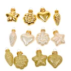 Üveg forma akasztós gyöngy-arany 4cm 12db-os csomag