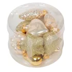 Üveg forma akasztós gyöngy-arany 4cm 12db-os csomag