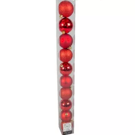 Műanyag gömb karácsony piros 6cm 10db-os