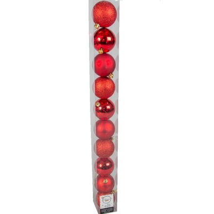 Műanyag gömb karácsony piros 6cm 10db-os