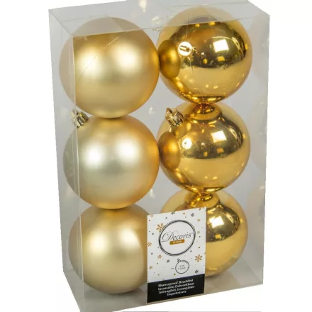Műanyag gömb világos arany 8cm 6db-os