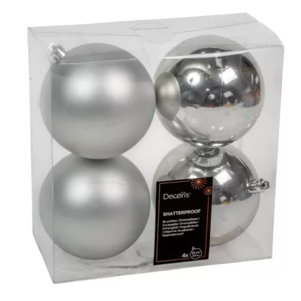 Műanyag gömb ezüst 10cm 4db-os