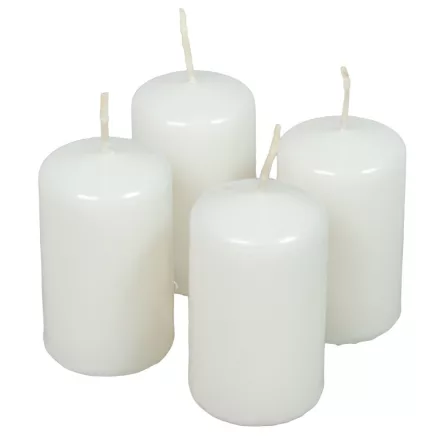 Lakkozott adventi gyertya 70x40mm fehér 4db/csom (db ár)