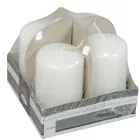 Lakkozott adventi gyertya 70x40mm fehér 4db/csom (db ár)