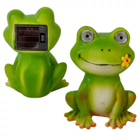 Solár béka polyresin zöld 13cm