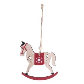 Fa hintaló fehér-piros akasztós 9cm Fa hintaló fehér-piros akasztós 9cm