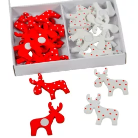 Szarvas fa piros/fehér pöttyös 4cm 24db-os